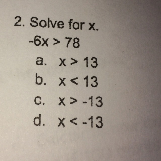 Solve for x -6x > 78-example-1