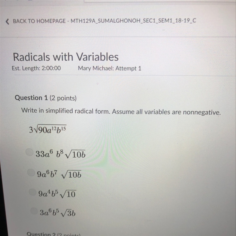 !!PLEASE HELP ASAP!! write in simplified radical form. assume all variables are nonnegative-example-1