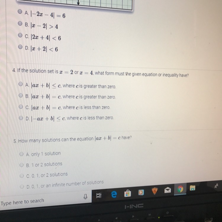 This for absolute value equations and inequalities Gizmo assessment and I have more-example-1