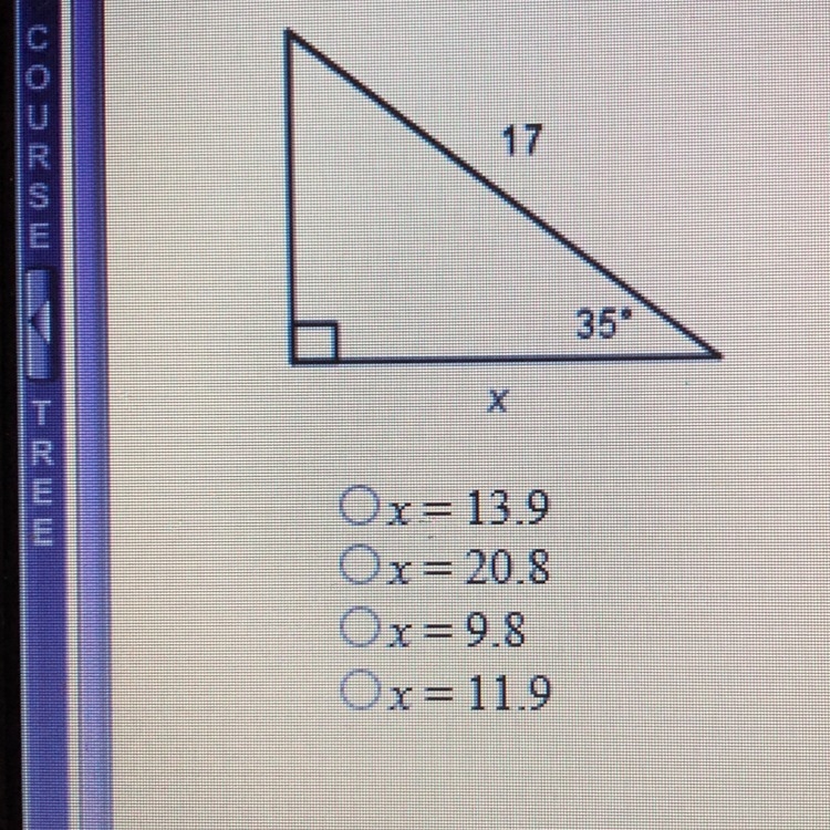 What is the value of x to the nearest tenth in the triangle below?-example-1