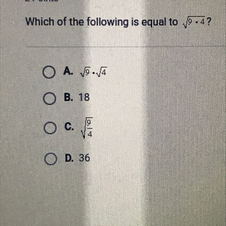 Which of the following is equal to 9 • 4?-example-1