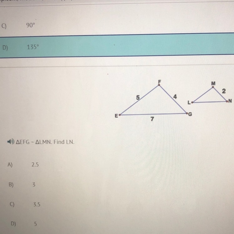 Find LM. A) 2.5 B) 3 C) 3.5 D) 5-example-1