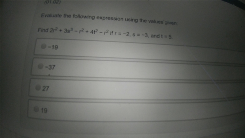 2 r squared + 3s cubed minus r squared + 40 squared minus r squared if R equals -2 s-example-1