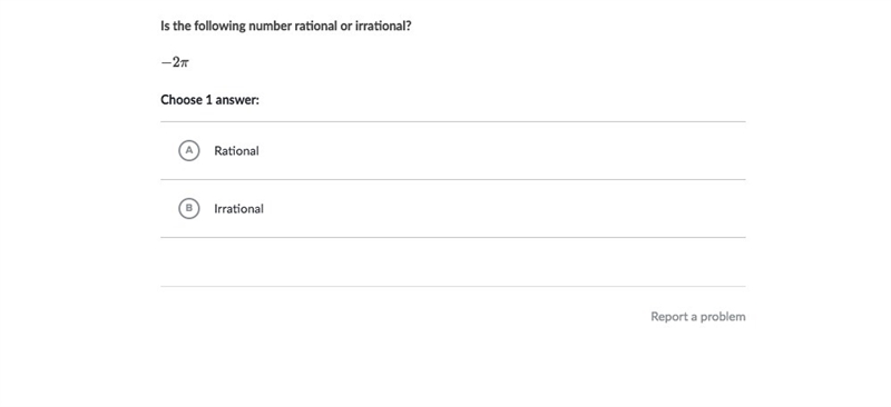 Is the following number rational or irrational -2 π-example-1