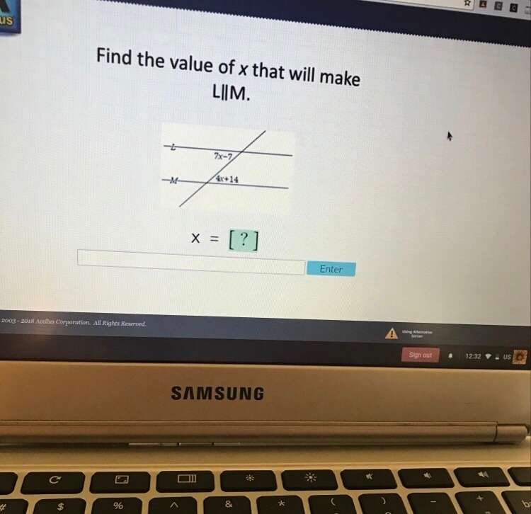 Find the value of x that will make L||M. Please help me on this one!!!!!!! I need-example-1