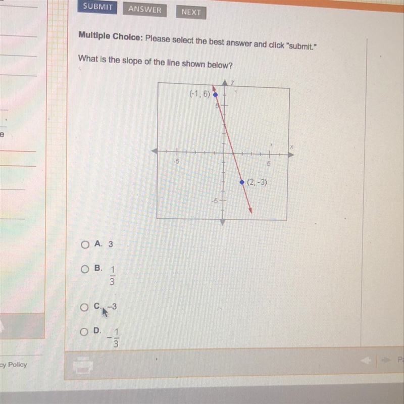 What is the slope of the line shown below-example-1