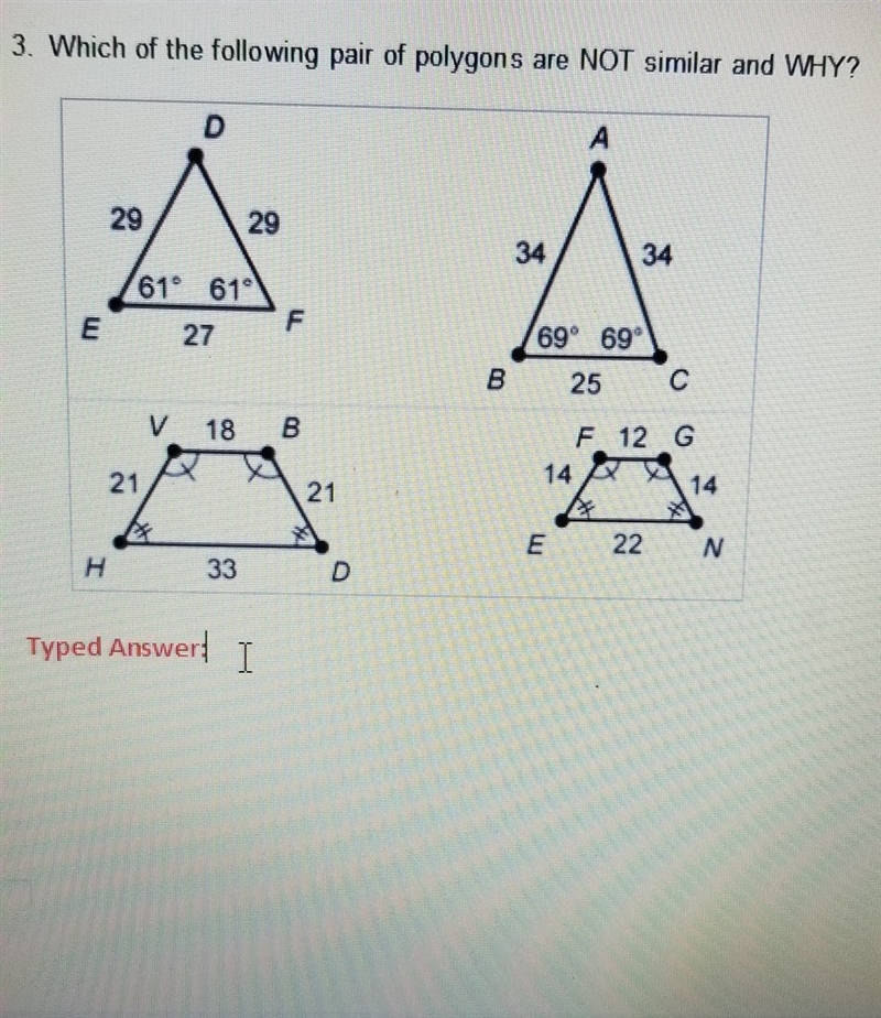 Which of the following pair of polygons are NOT similar and why-example-1