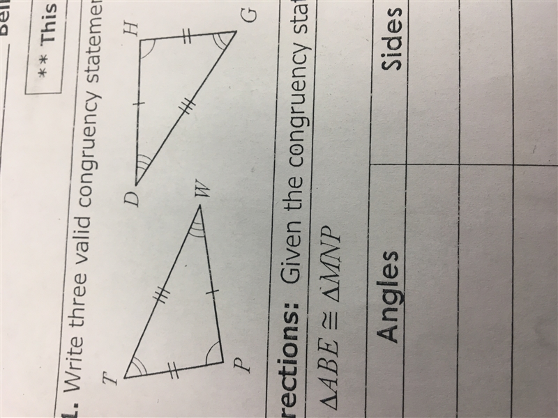 What are three valid congruency statements given the triangles below ?-example-1