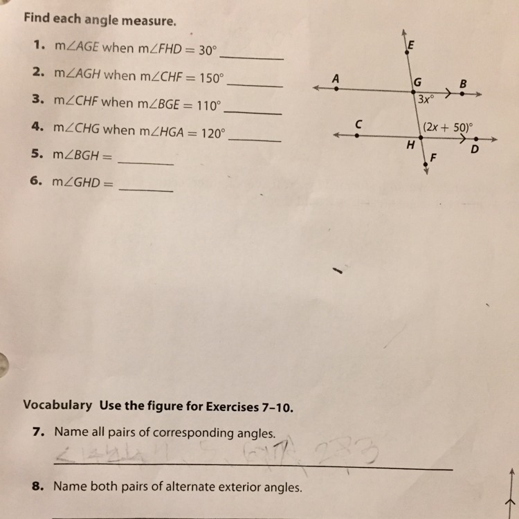 Parallel lines cut by transversal. How to find angle measure.-example-1