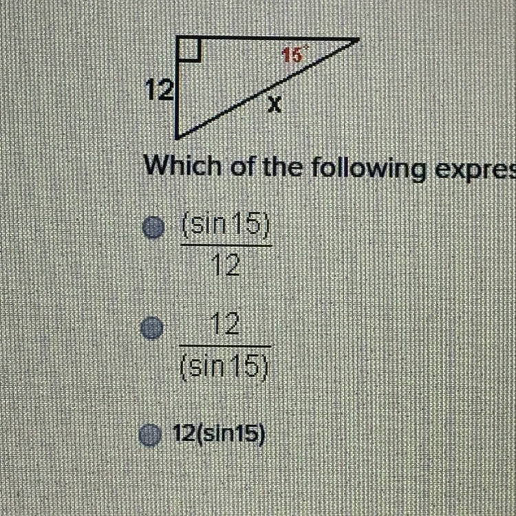 Which of the following expressions is equal to the value of x?-example-1