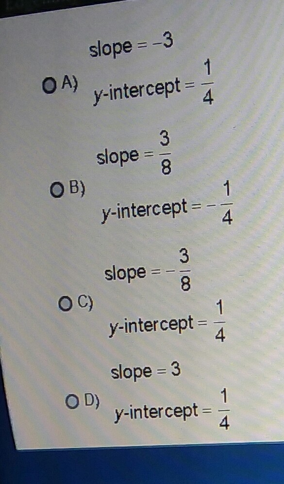 What is the slope and y intercept of the line represented by this equation below? 3x-example-1