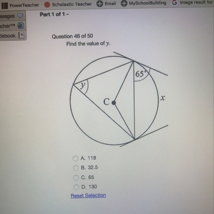 Please help ASAP A. 118 B. 32.5 C. 65 D. 130-example-1