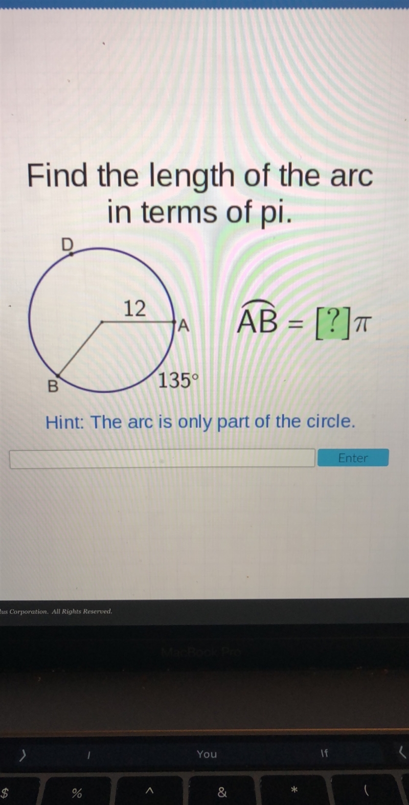 Find the length of the arc in terms of pi-example-1