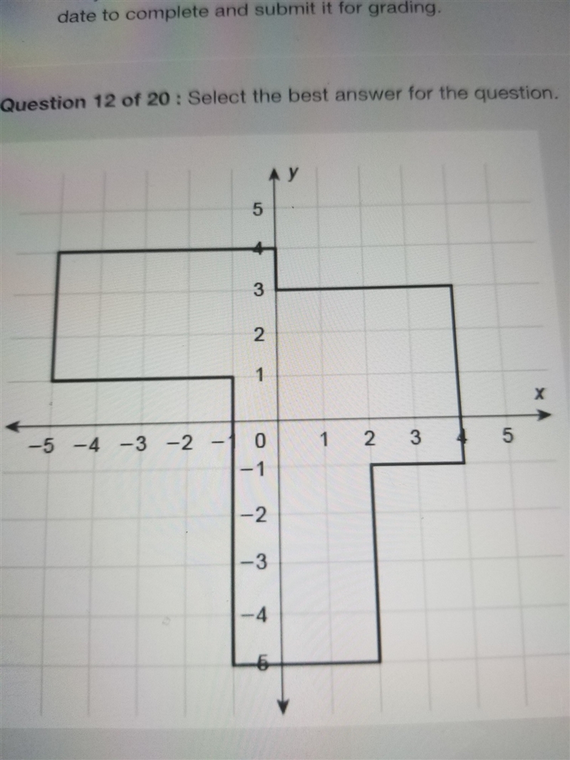 Use the quadrant system to find the area of the polygon. a.42 b.36 c.52 d.38-example-1