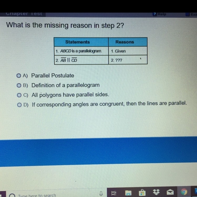 What is the missing reason in step 2?-example-1