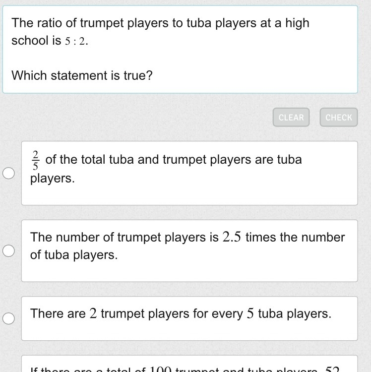 The last one that’s cut out says If there are a total of 100 trumpet and tuba players-example-1