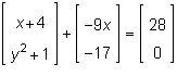 What are the values of x and y in the matrix equation below? (PICTURED) Answer options-example-1