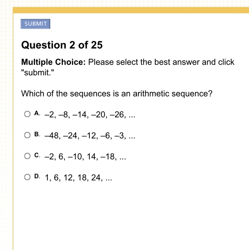 Which of the sequences is an arithmetic sequence?-example-1