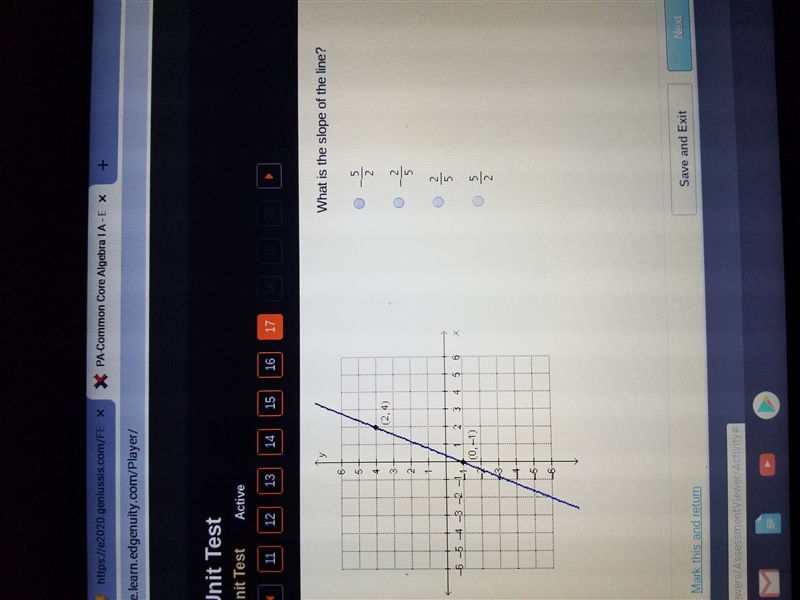 Going by the graph and choices below that I attached . What is the slope of the line-example-1