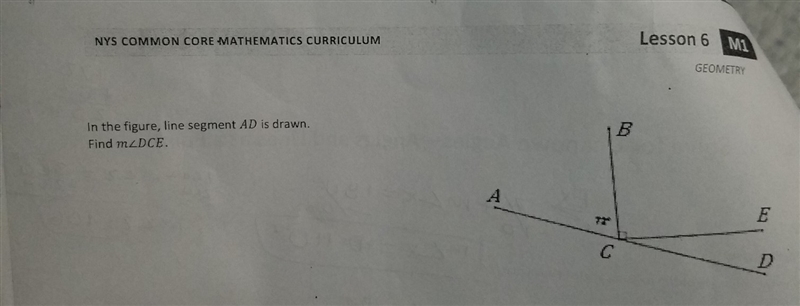 In the figure, line segment AD is drawn. Find mLDCE-example-1