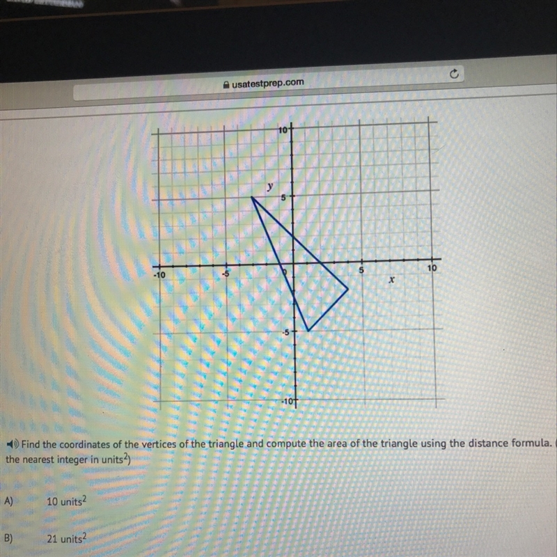 Find the coordinates of the vertices of the triangle and compute the area of the triangle-example-1