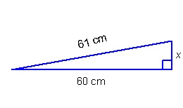 In centimeters, what is the unknown length in this right triangle?-example-1