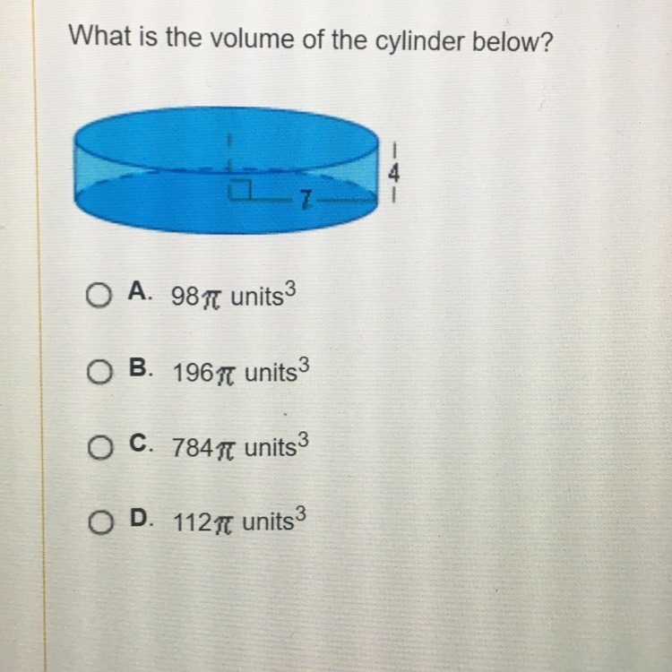 ❗️What’s the volume of the cylinder below ? •Thanks to anyone who tries to help-example-1