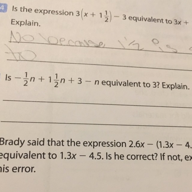 Is - 1 half n + 1 whole 1 half + 3 - n equivalent to 3-example-1