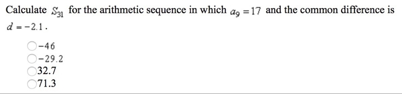 Calculate the arithmetic sequence in which a9=17 and the common difference is d=-2.1-example-1