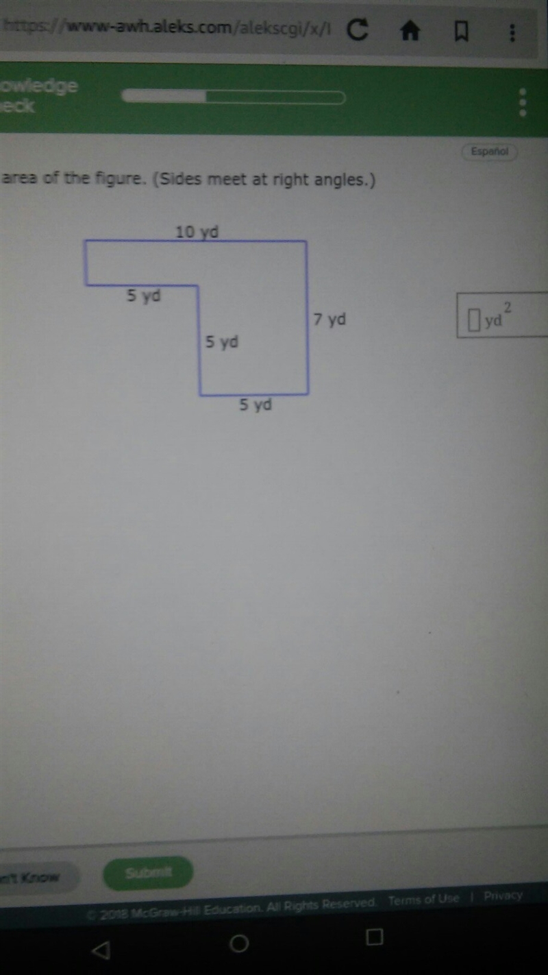 Find the area of the figure.(sides meet at right triangle)-example-1