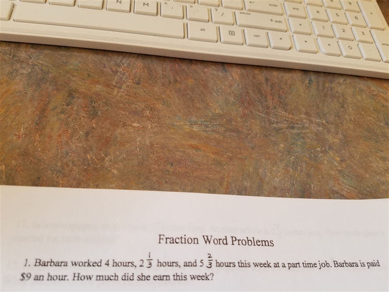 Barbara worked 4 hours, 2 1/3 hours, and 5 2/3 hours this week at a part time job-example-1