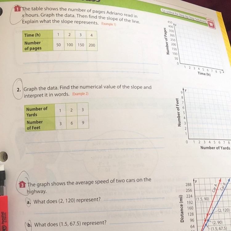 2. Graph the data. Find the numerical value of the slope and interpret it in words-example-1