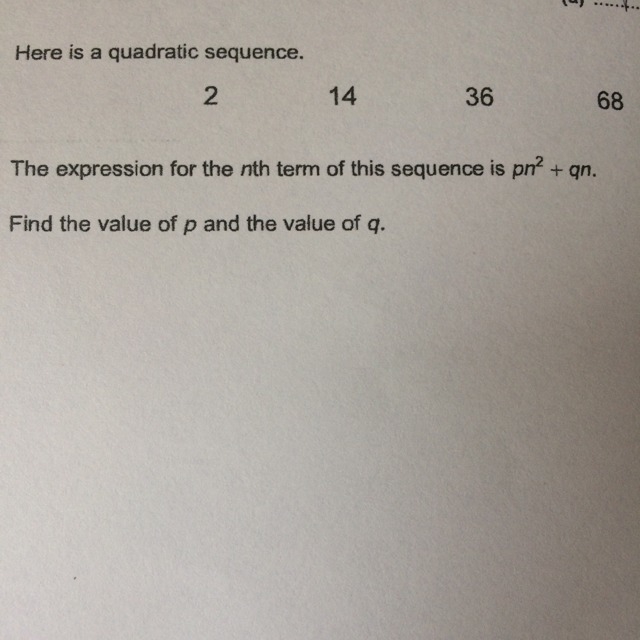 Find the value of p and the value of q-example-1