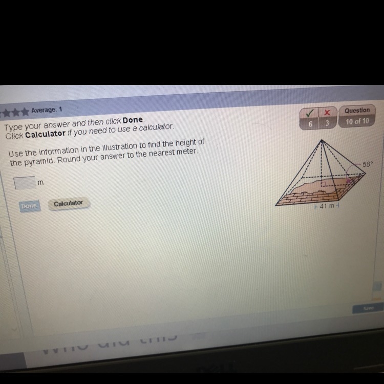 Use the information in the illustration to find the height of the pyramid. Round your-example-1