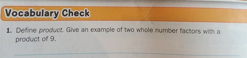 Define product. Give an example of two whole number factors with a product of 9-example-1