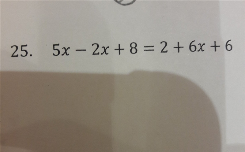 What is the answer for 5x-2x+8=2+6x+6?-example-1