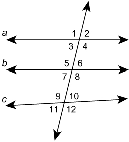 Given a∥b , and c is not parallel to a or b, which statements must be true? Select-example-1