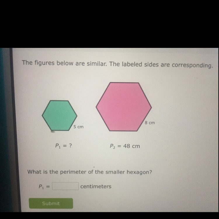 What is the perimeter of the smaller hexagon-example-1