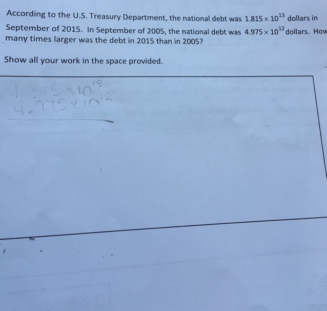 How many times larger ? Is 1.815x10^3 and 4.975x10^12??????-example-1