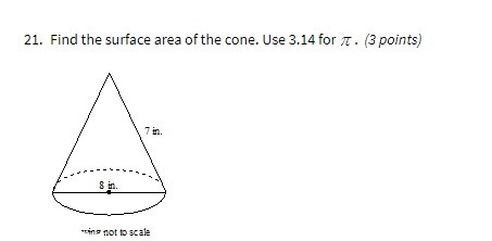 Find the surface area of the cone, use 3.14 for pi-example-1