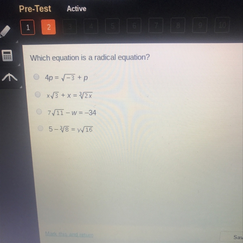 Which equation is a radical equation.-example-1