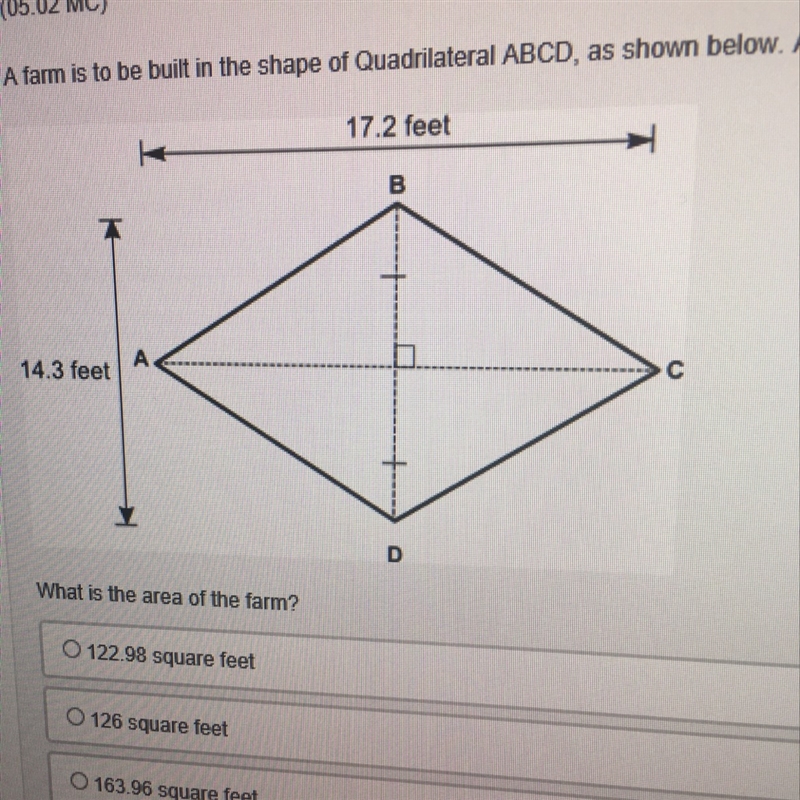 A farm is to be built in the shape of a quadrilateral ABCD as shown below all four-example-1