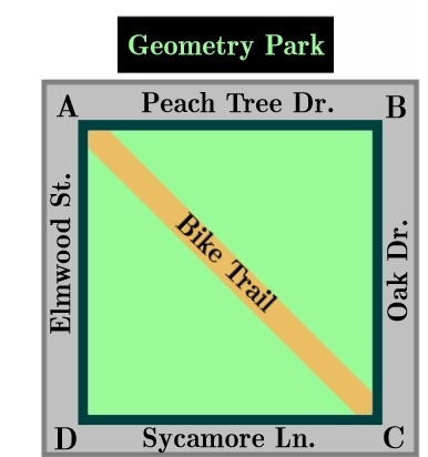 Given: Elmwood St. and Oak Dr. are the same distance. All intersections are perpendicular-example-1