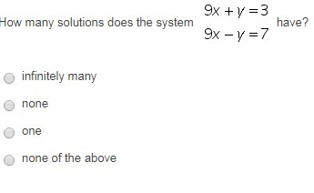 How many solutions does the system: picture have?-example-1