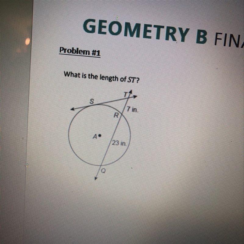 What is the length of ST? Give how you solved this please.-example-1