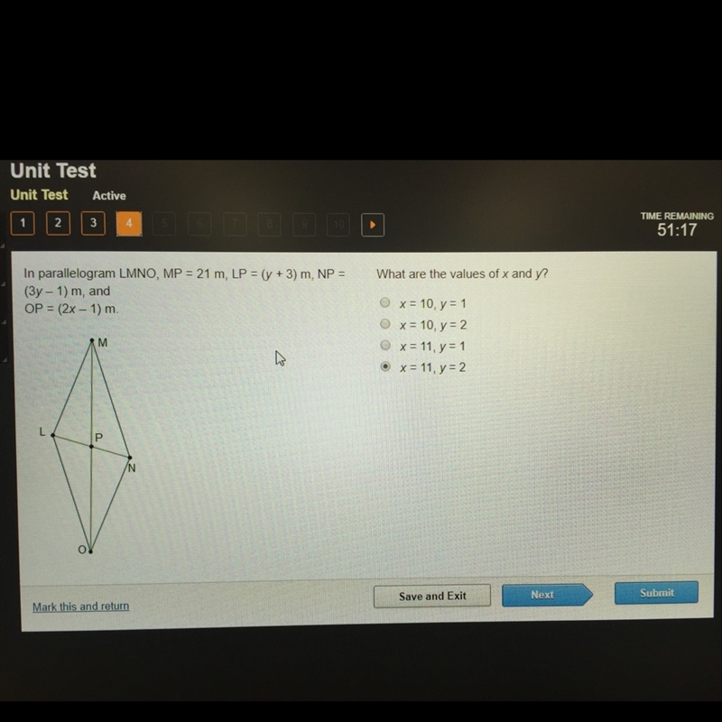 What are the values of x and y? (In the pic. I accidentally picked the last one)-example-1