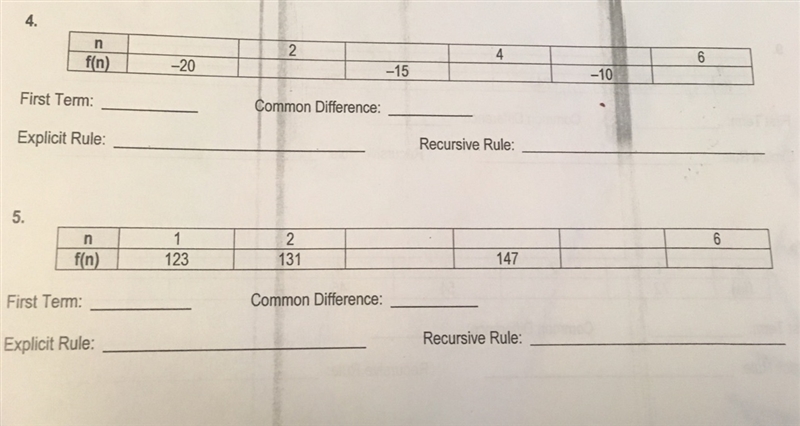 19 POINTS HELP PLEASE! Complete the table and pattern. Determine the common difference-example-1