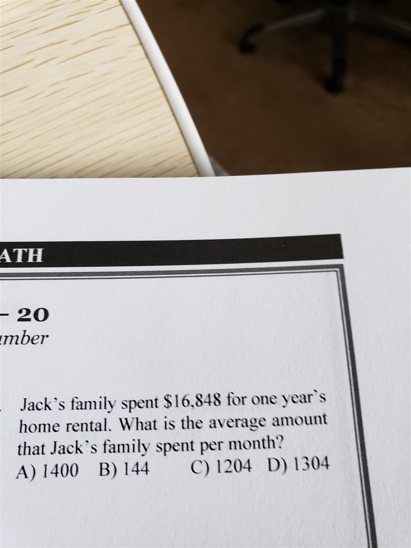 Jack's family spent $16,848 for one years home rental. What is the average amount-example-1