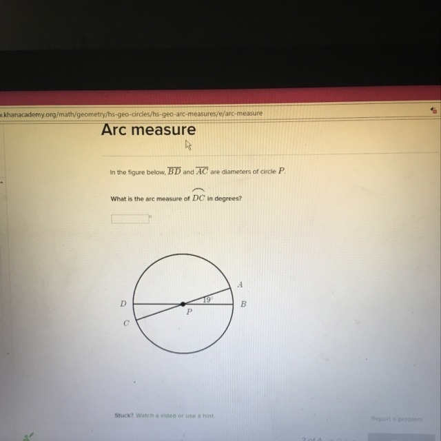 What is the arc measure of D C in degrees-example-1