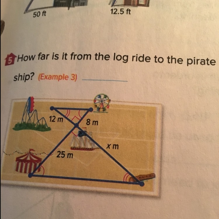 How far is it from the log ride to the pirate ship?-example-1